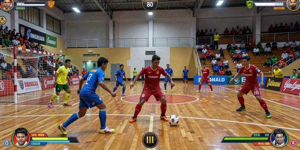 Menampilkan karakter utama dalam aksi bertempur.